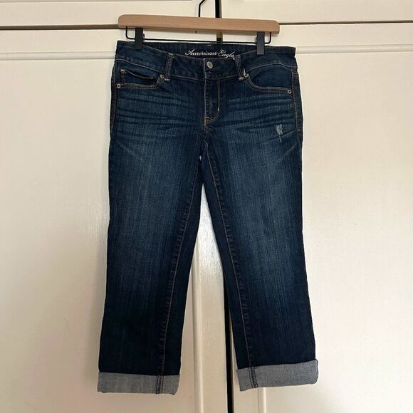 American Eagle Outfitters Denim - American Eagle Outfitters Dark Blue Cropped Jeans